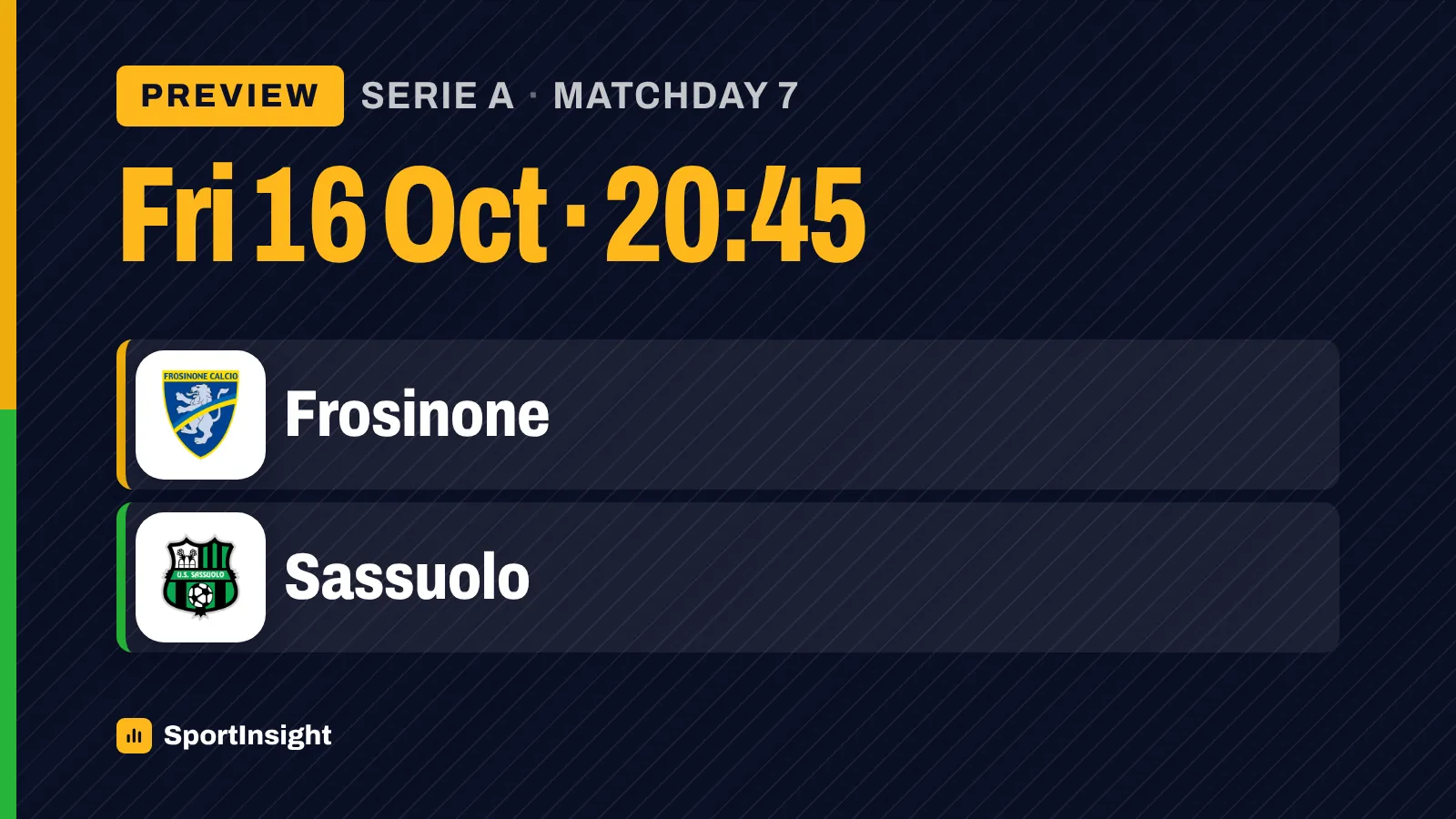 Frosinone v Sassuolo: visitors seek end to nine-match away winless run - SportInsight